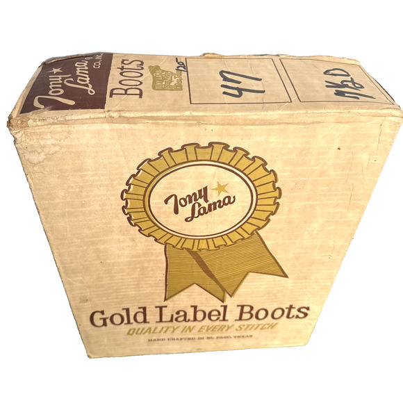 Vintage Tony Lama Cowboy Boots Box ONLY Gold Label Boots El Paso TX 1960s Ads - Picture 1 of 8